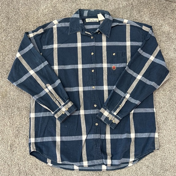 Vintage wrangle top womens XXL blue white plaid button up western rodeo casual - Picture 1 of 11